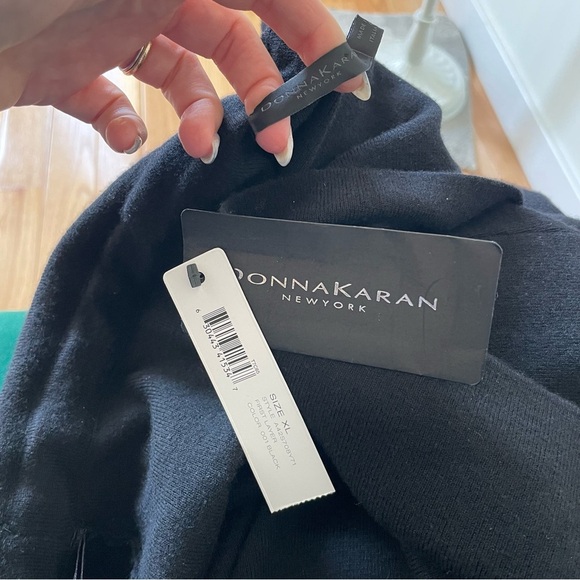 Donna Karan Black Cashmere Back Sheath Midi First Layer Strapless Dress NWT XL - Picture 8 of 11